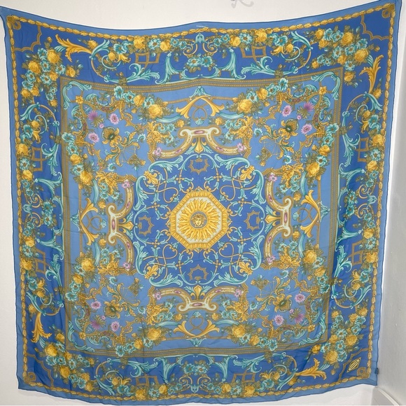 Versace Accessories - Atelier Versace Baroque Silk Chiffon Large Scarf/Shawl 54” Square Vintage